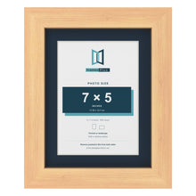 Pine 9 x 7 inch picture frame with a Pacific Blue mount for a 7 x 5 inch photo