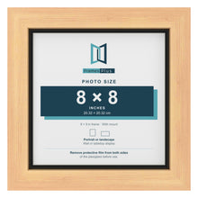 Pine 9 x 9 inch picture frame with a black mount for an 8 x 8 inch photo