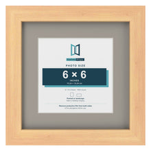 Pine 9 x 9 inch picture frame with a Dawn Grey mount for a 6 x 6 inch photo