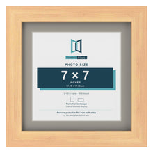 Pine 9 x 9 inch picture frame with a Dawn Grey mount for a 7 x 7 inch photo