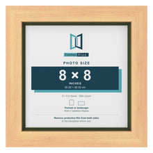 Pine 9 x 9 inch picture frame with a green mount for an 8 x 8 inch photo