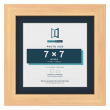 Pine 9 x 9 inch picture frame with a Pacific Blue mount for a 7 x 7 inch photo