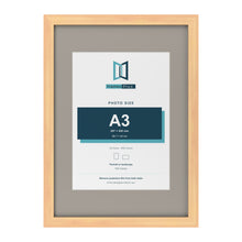 Pine A2 picture frame with a Dawn Grey mount for an A3 photo