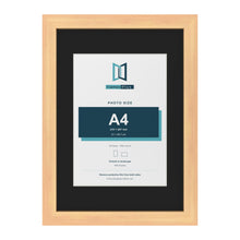 Pine A3 picture frame with a black mount for an A4 photo