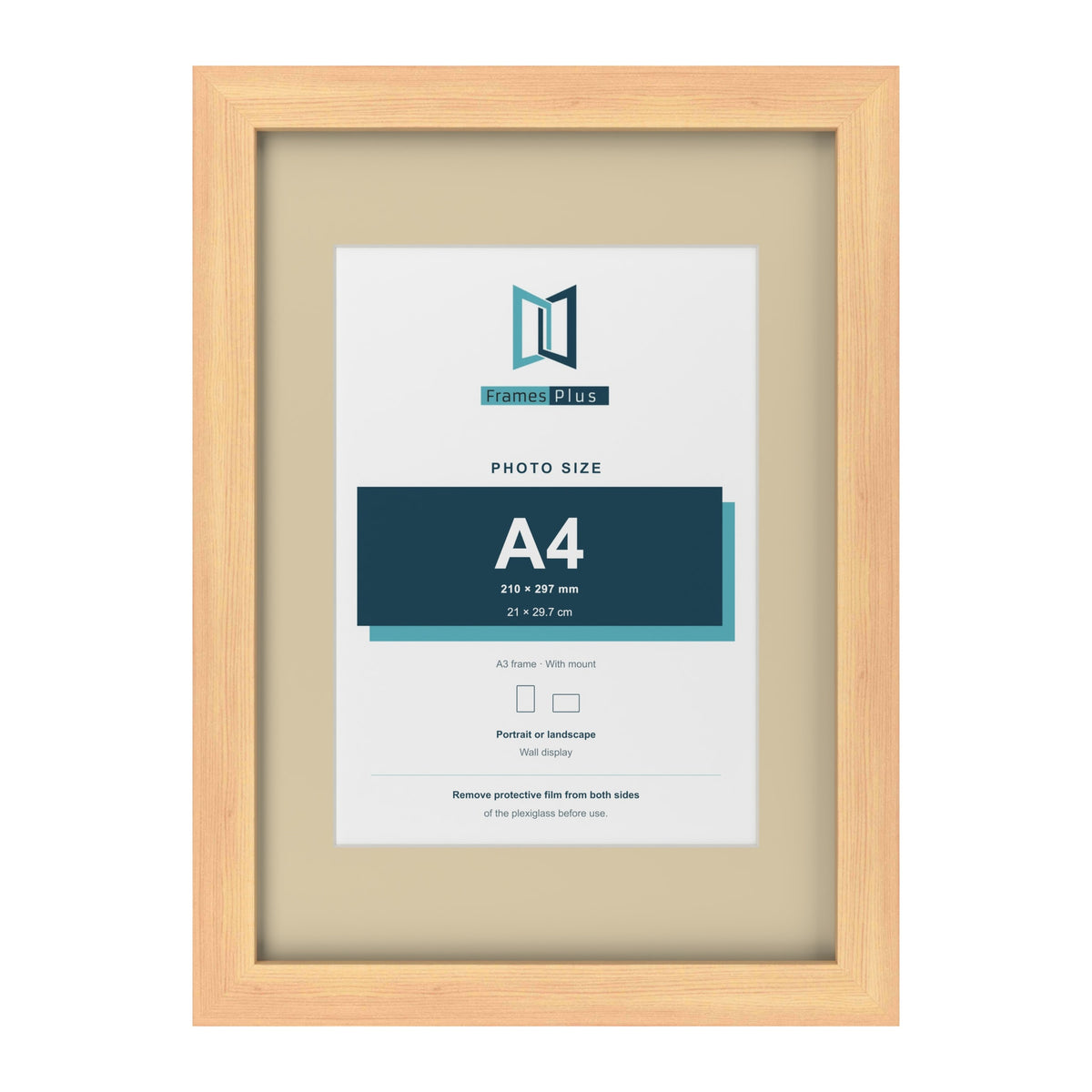 Pine A3 picture frame with an ivory mount for an A4 photo