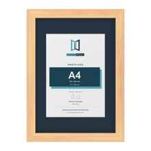 Pine A3 picture frame with a Pacific Blue mount for an A4 photo