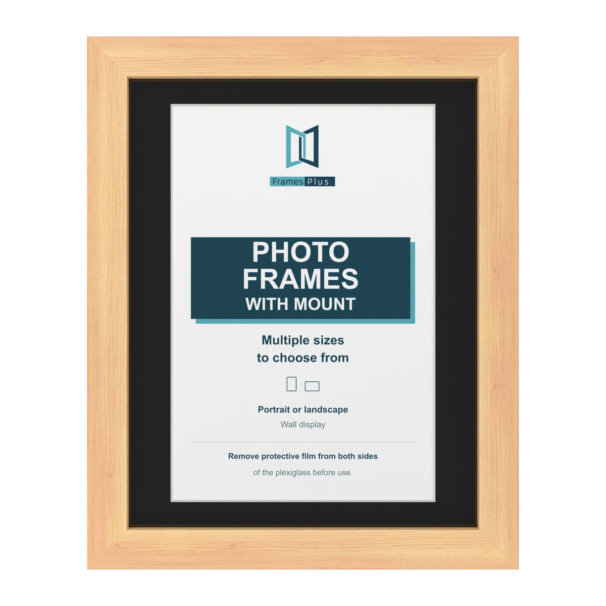 Pine picture frame with a black mount