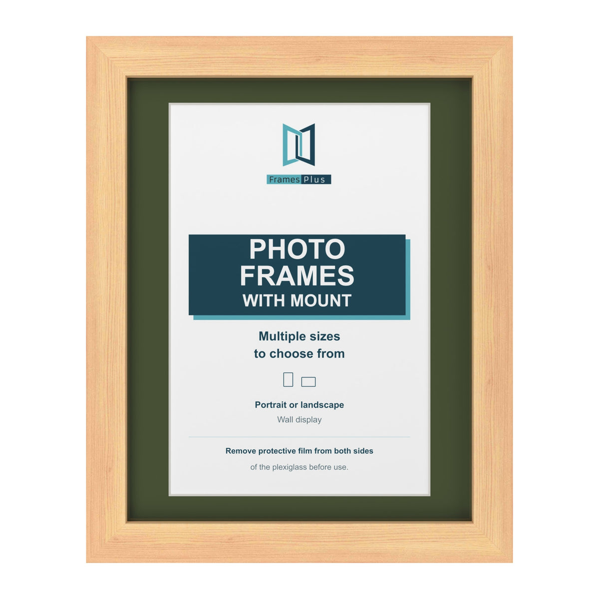 Pine picture frame with a green mount