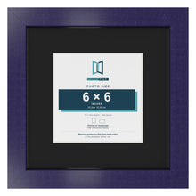 Purple 10 x 10 inch picture frame with a black mount for a 6 x 6 inch photo