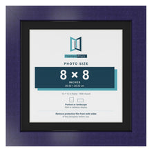 Purple 10 x 10 inch picture frame with a black mount for an 8 x 8 inch photo