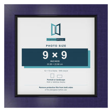 Purple 10 x 10 inch picture frame with a black mount for a 9 x 9 inch photo
