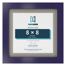 Purple 10 x 10 inch picture frame with a Dawn Grey mount for an 8 x 8 inch photo
