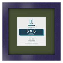 Purple 10 x 10 inch picture frame with a green mount for a 6 x 6 inch photo
