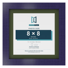 Purple 10 x 10 inch picture frame with a green mount for an 8 x 8 inch photo