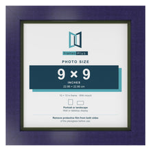 Purple 10 x 10 inch picture frame with a green mount for a 9 x 9 inch photo