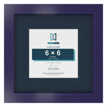 Purple 10 x 10 inch picture frame with a Pacific Blue mount for a 6 x 6 inch photo