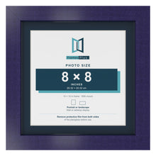 Purple 10 x 10 inch picture frame with a Pacific Blue mount for an 8 x 8 inch photo
