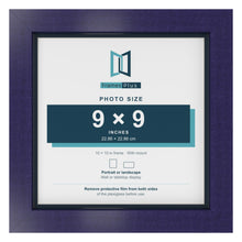 Purple 10 x 10 inch picture frame with a Pacific Blue mount for a 9 x 9 inch photo
