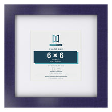 Purple 10 x 10 inch picture frame with a white mount for a 6 x 6 inch photo