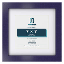 Purple 10 x 10 inch picture frame with a white mount for a 7 x 7 inch photo