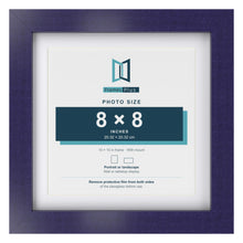 Purple 10 x 10 inch picture frame with a white mount for a 8 x 8 inch photo