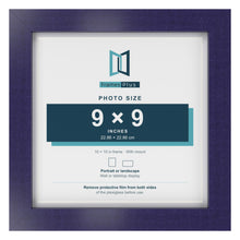 Purple 10 x 10 inch picture frame with a white mount for a 9 x 9 inch photo