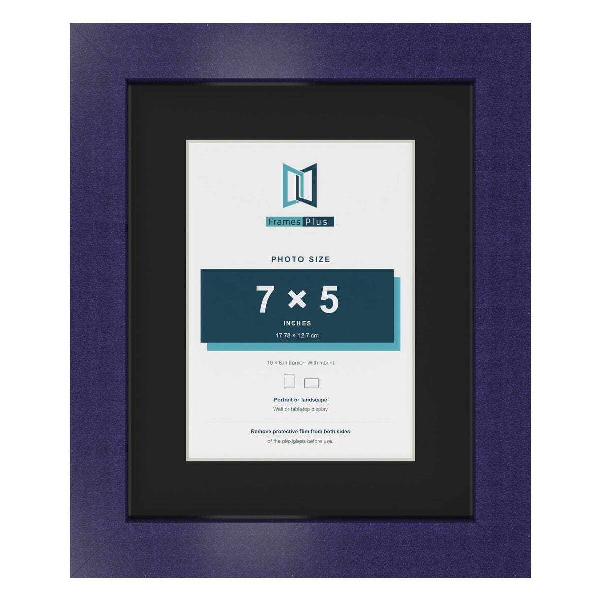 Purple 10 x 8 inch picture frame with a black mount for a 7 x 5 inch photo