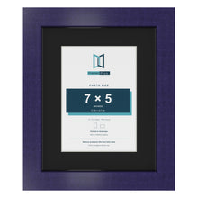 Purple 10 x 8 inch picture frame with a black mount for a 7 x 5 inch photo