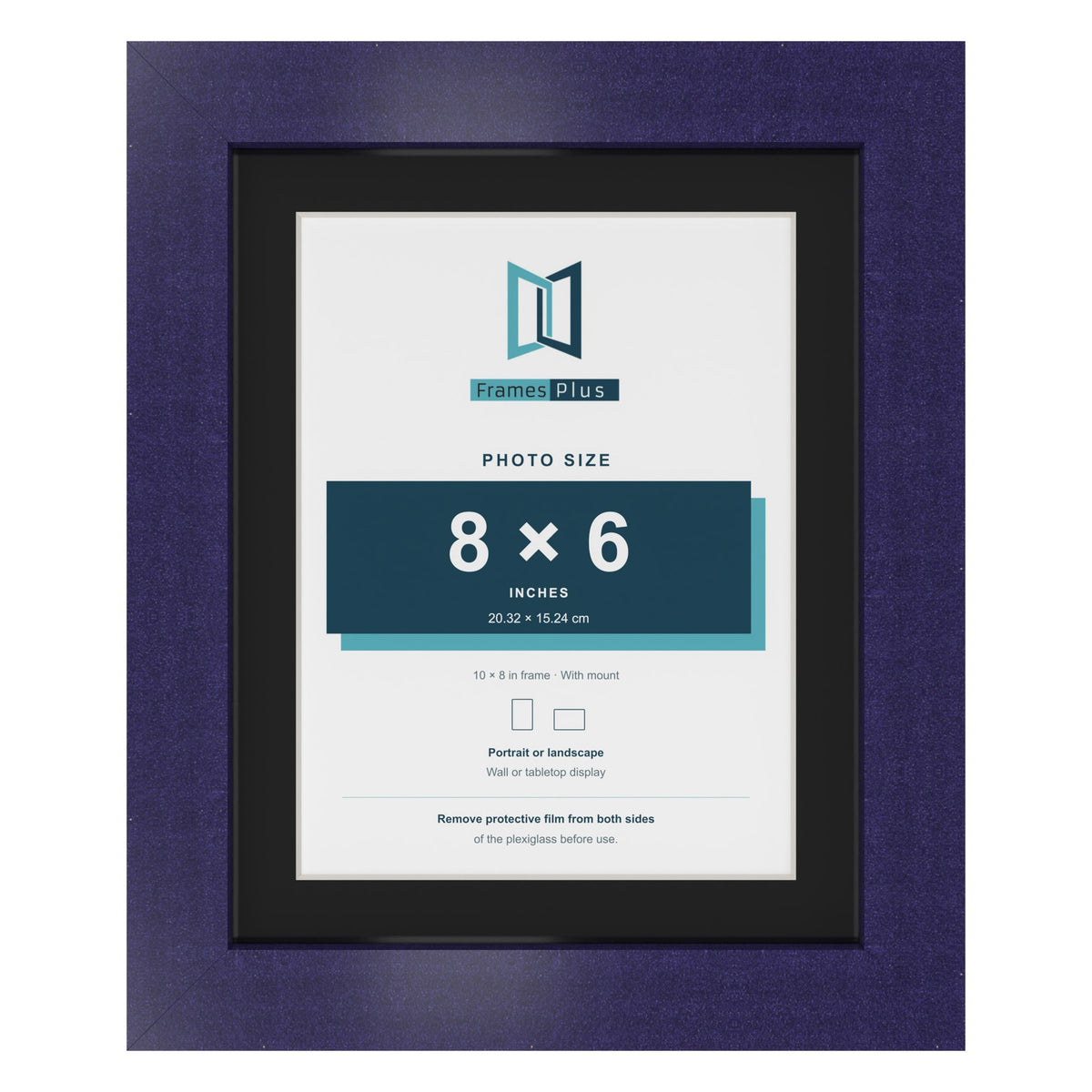 Purple 10 x 8 inch picture frame with a black mount for an 8 x 6 inch photo