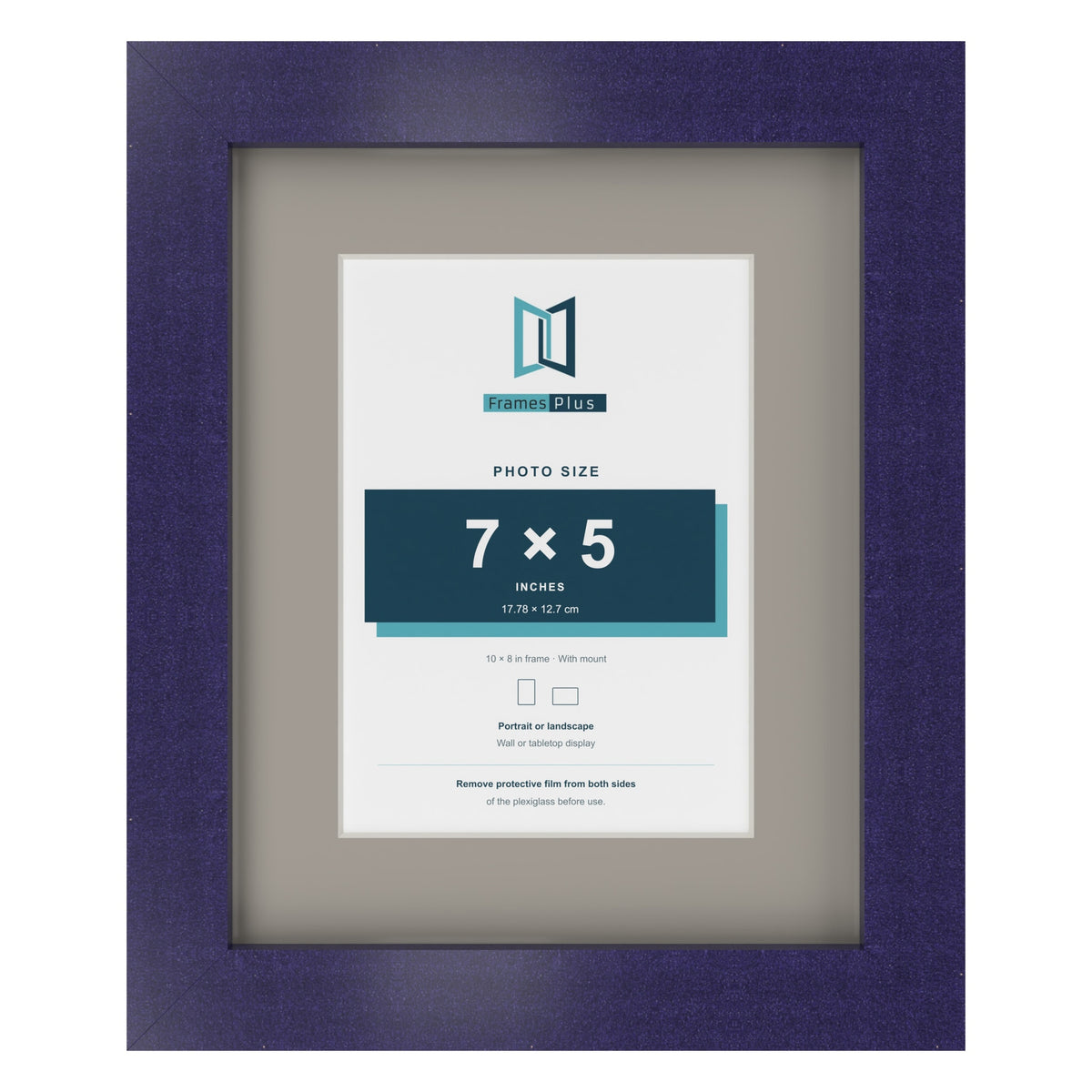 Purple 10 x 8 inch picture frame with a Dawn Grey mount for a 7 x 5 inch photo