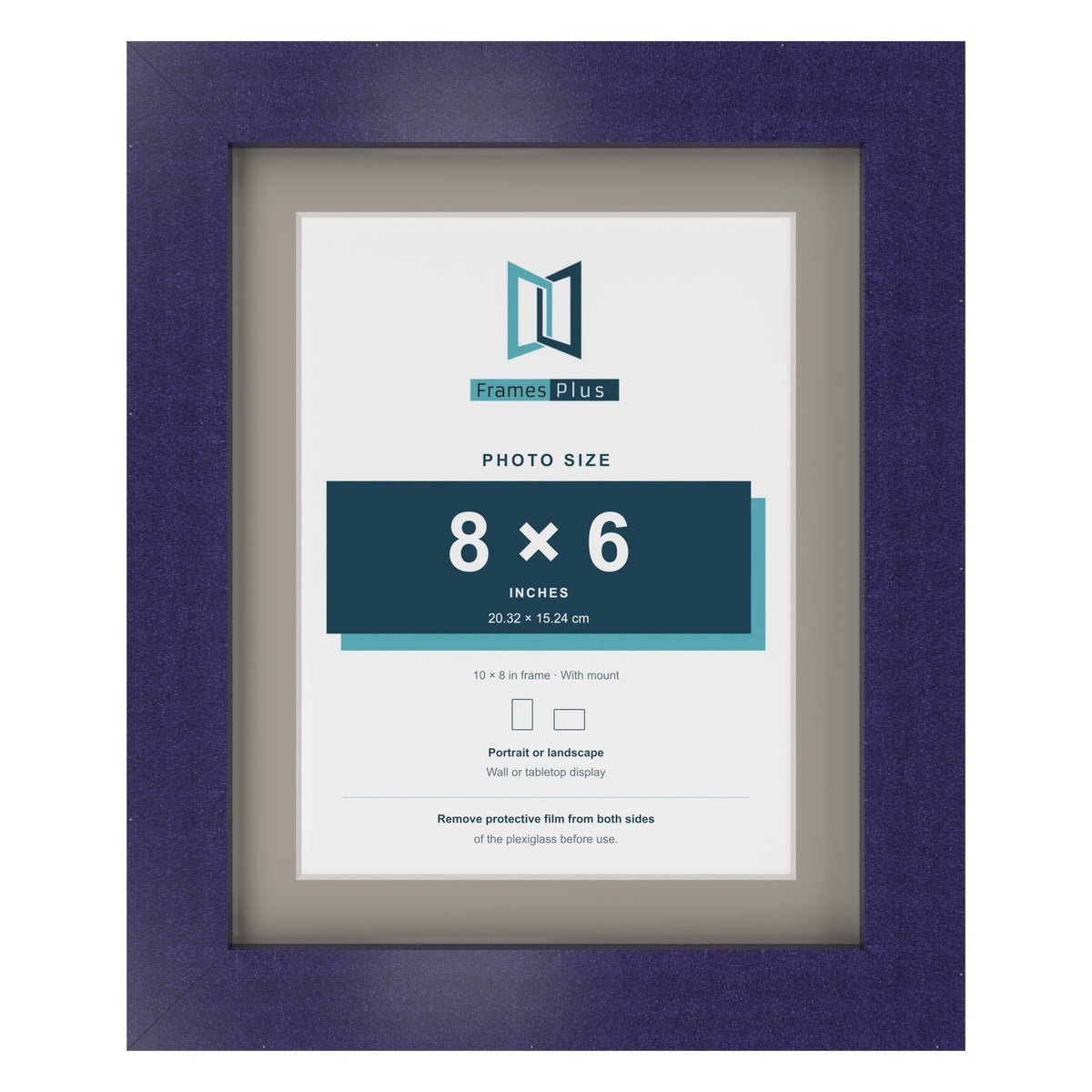 Purple 10 x 8 inch picture frame with a Dawn Grey mount for an 8 x 6 inch photo