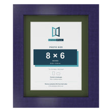 Purple 10 x 8 inch picture frame with a green mount for an 8 x 6 inch photo