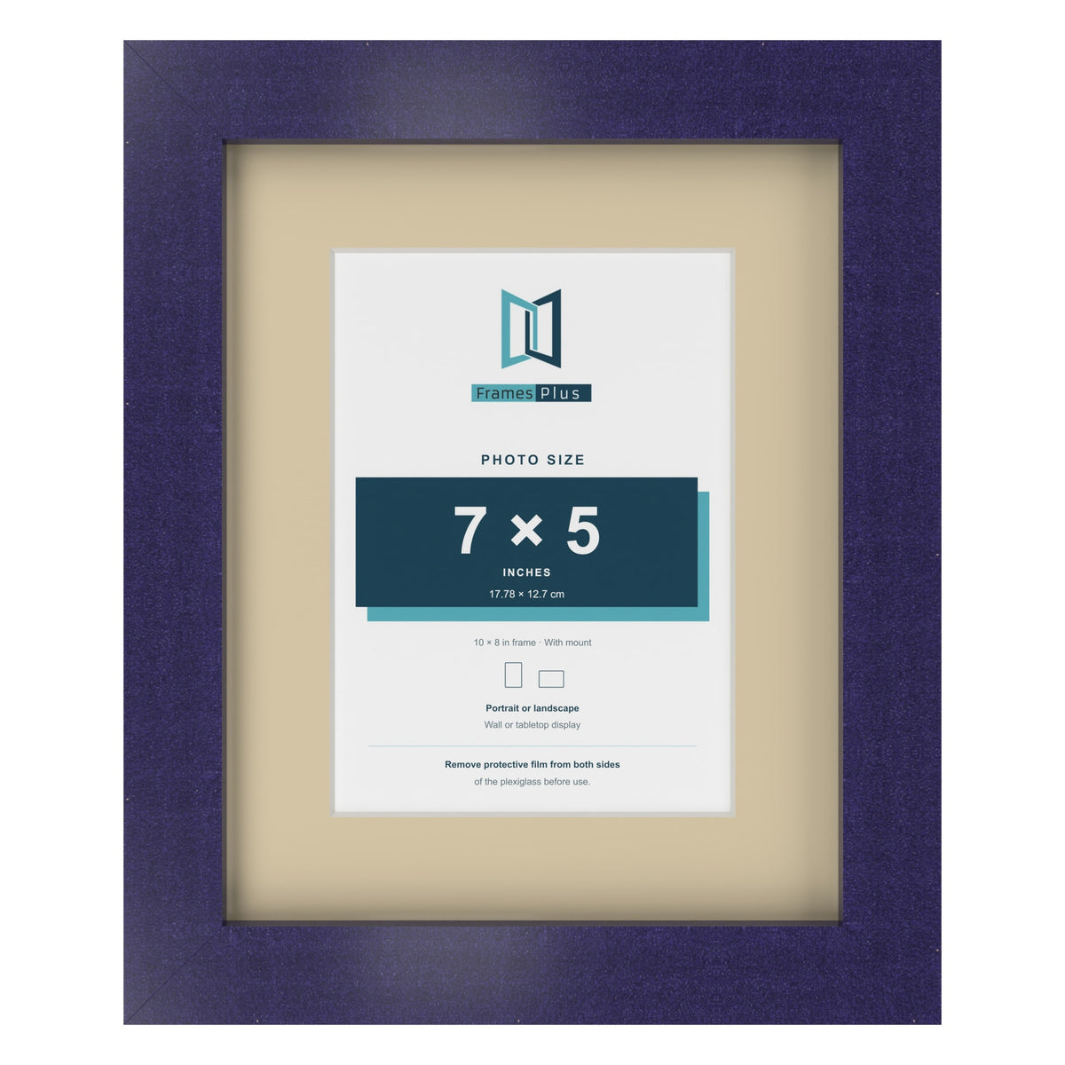 Purple 10 x 8 inch picture frame with an ivory mount for a 7 x 5 inch photo