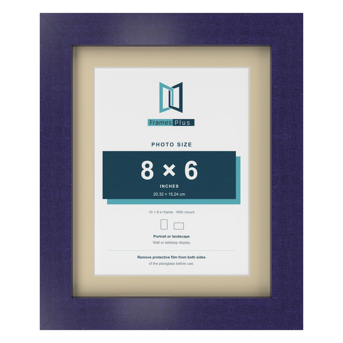 Purple 10 x 8 inch picture frame with an ivory mount for an 8 x 6 inch photo