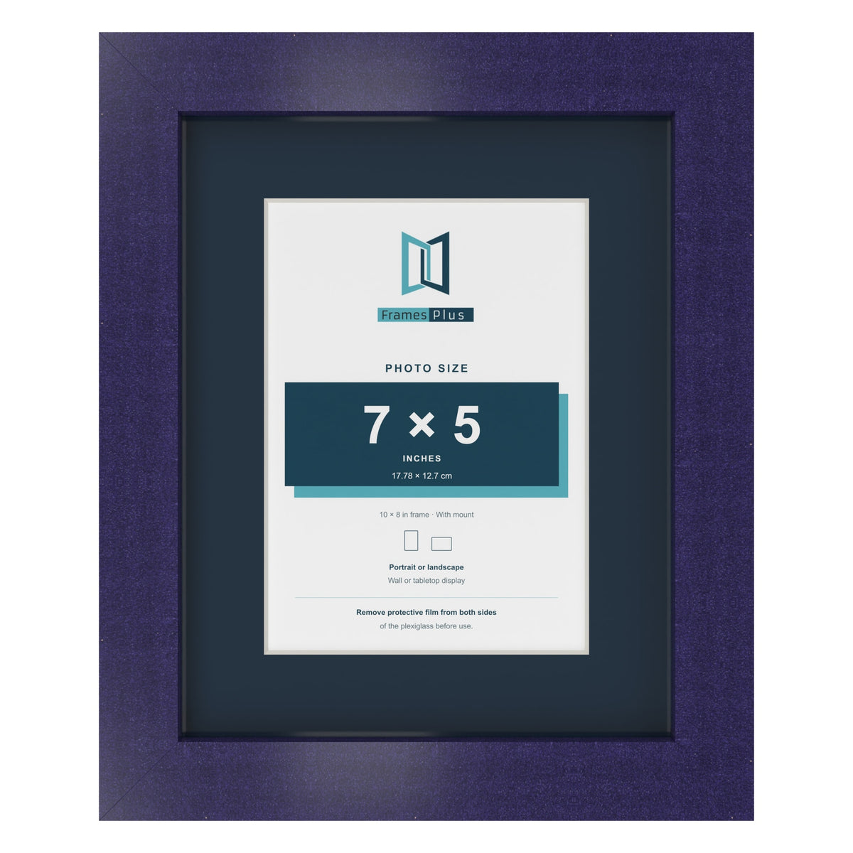 Purple 10 x 8 inch picture frame with a Pacific Blue mount for a 7 x 5 inch photo