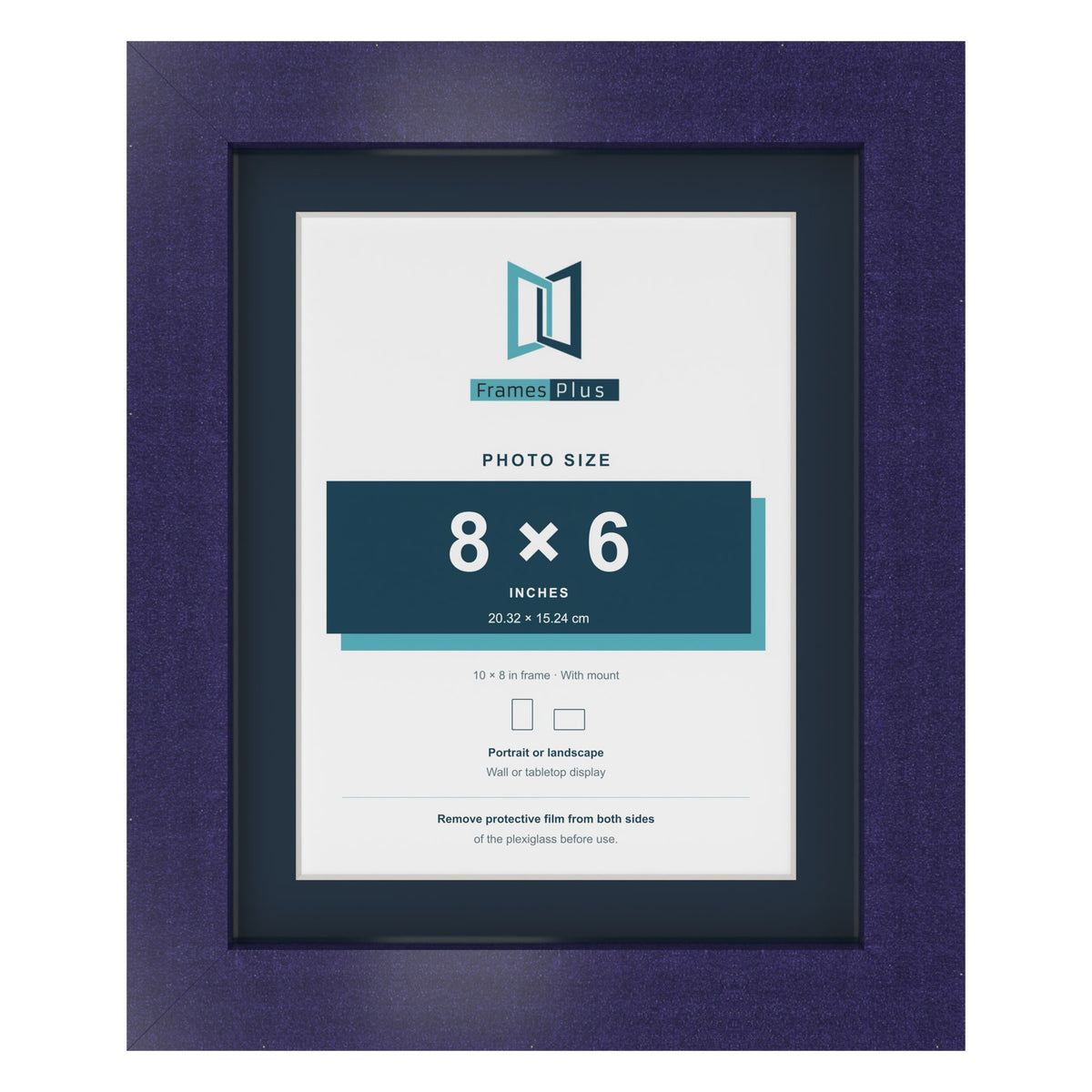 Purple 10 x 8 inch picture frame with a Pacific Blue mount for an 8 x 6 inch photo
