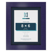 Purple 10 x 8 inch picture frame with a Pacific Blue mount for an 8 x 6 inch photo