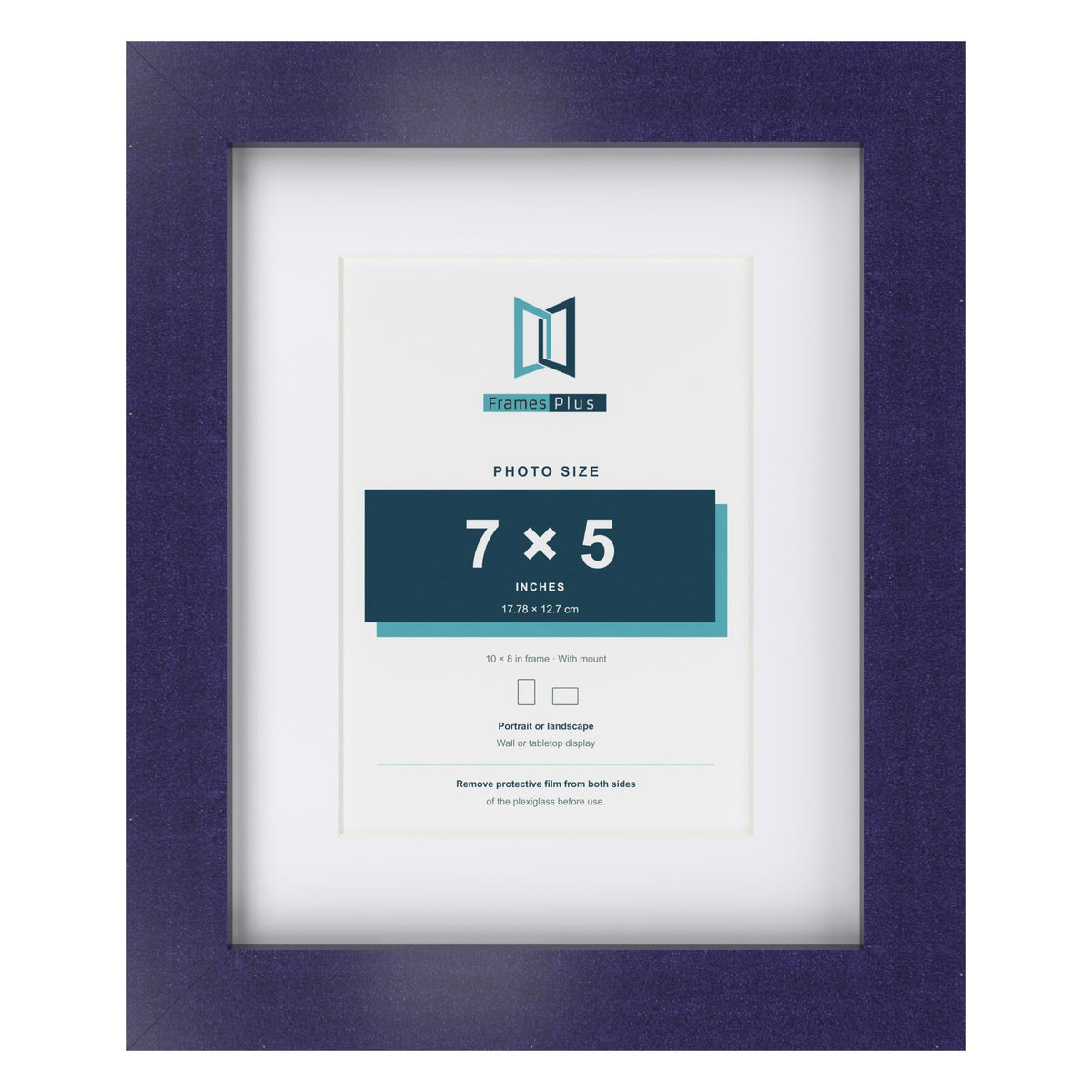 Purple 10 x 8 inch picture frame with a white mount for a 7 x 5 inch photo