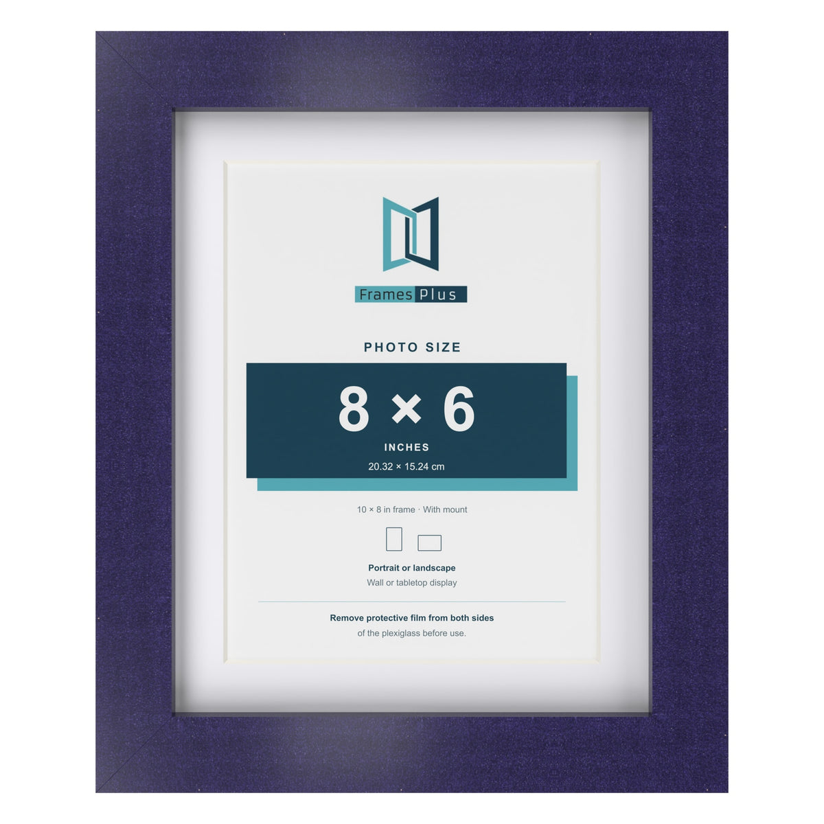 Purple 10 x 8 inch picture frame with a white mount for a 8 x 6 inch photo