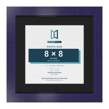 Purple 11 x 11 inch picture frame with a black mount for an 8 x 8 inch photo