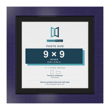 Purple 11 x 11 inch picture frame with a black mount for a 9 x 9 inch photo