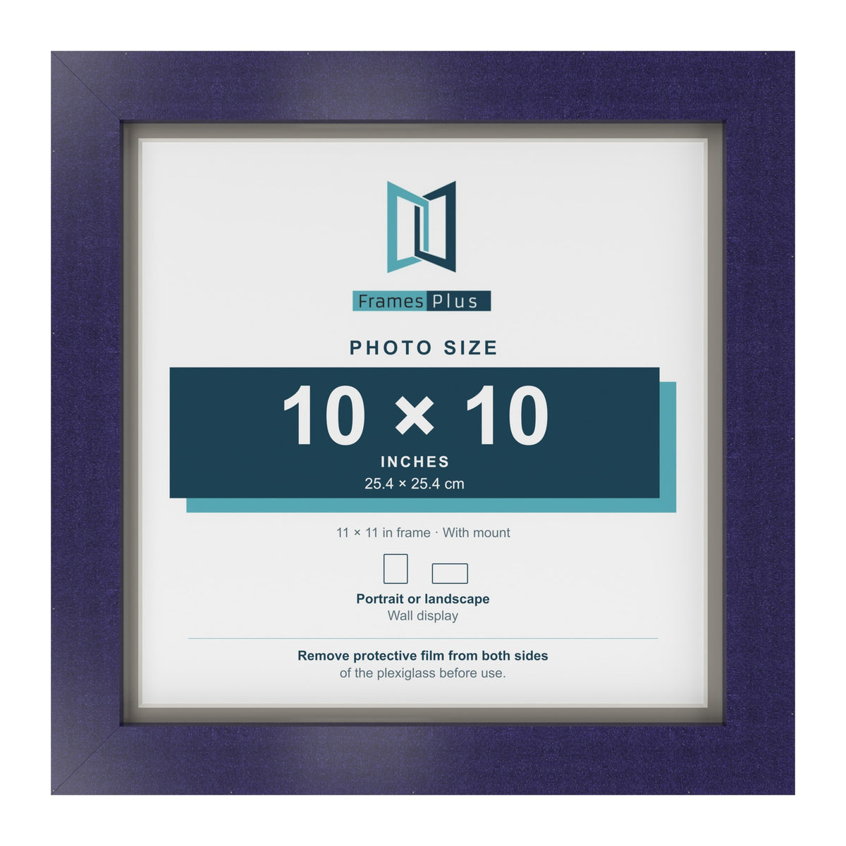 Purple 11 x 11 inch picture frame with a Dawn Grey mount for a 10 x 10 inch photo