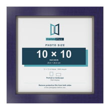 Purple 11 x 11 inch picture frame with a Dawn Grey mount for a 10 x 10 inch photo