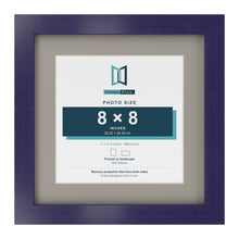 Purple 11 x 11 inch picture frame with a Dawn Grey mount for an 8 x 8 inch photo