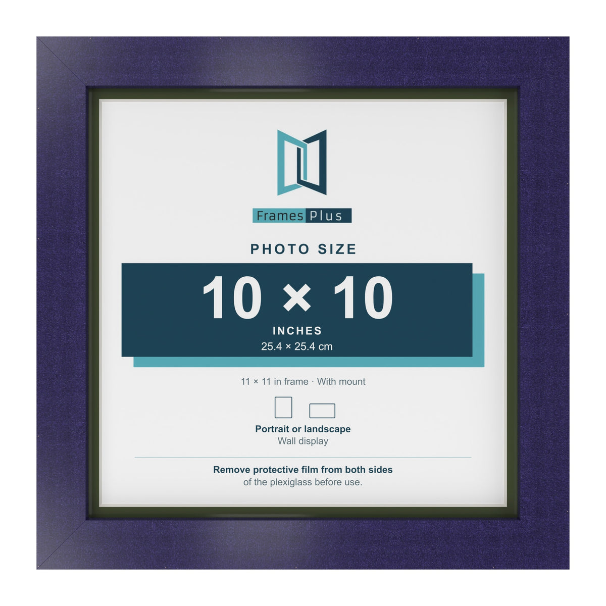 Purple 11 x 11 inch picture frame with a green mount for a 10 x 10 inch photo