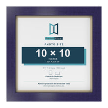 Purple 11 x 11 inch picture frame with an ivory mount for a 10 x 10 inch photo