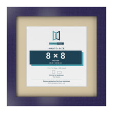 Purple 11 x 11 inch picture frame with an ivory mount for an 8 x 8 inch photo
