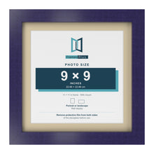 Purple 11 x 11 inch picture frame with an ivory mount for a 9 x 9 inch photo