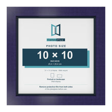 Purple 11 x 11 inch picture frame with a Pacific Blue mount for a 10 x 10 inch photo