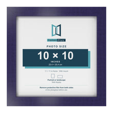 Purple 11 x 11 inch picture frame with a white mount for a 10 x 10 inch photo